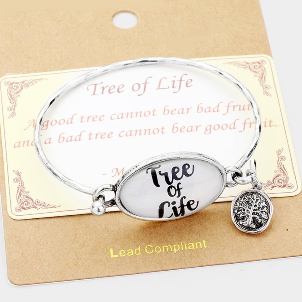 • "Tree of Life" Metal Charm Hook Bracelet